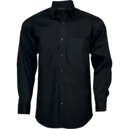 Black Brushed Cotton Twill Lounge Long Sleeve Mens
